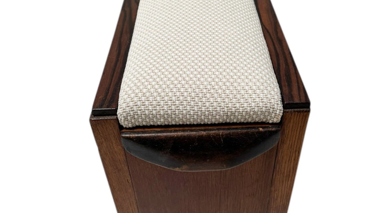 Art Deco Modernist Stool with De Ploeg fabric, 1920s